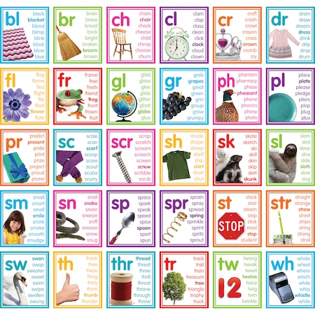 Teacher Created Resources Colorful Photo Cards Digraphs and Blends Bulletin Board Set TCR8503